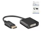 Adaptér DINIC 1.2 DisplayPort na DVI-D, zástrčka DP - zásuvka DVI max. 1080p (1920x1200 60Hz) černý, krabička DINIC s eurootvorem, 0,15 m